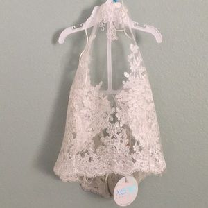 Lace Halter Crop Top